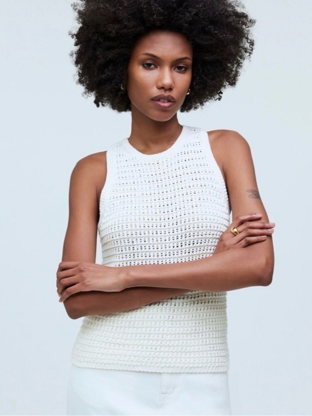 Madewell Crochet-Knit Crewneck Sweater Tank